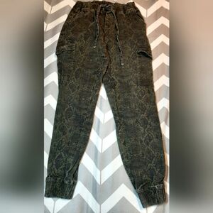 Almost Famous Green Snake Print Jogger Pants Size Medium